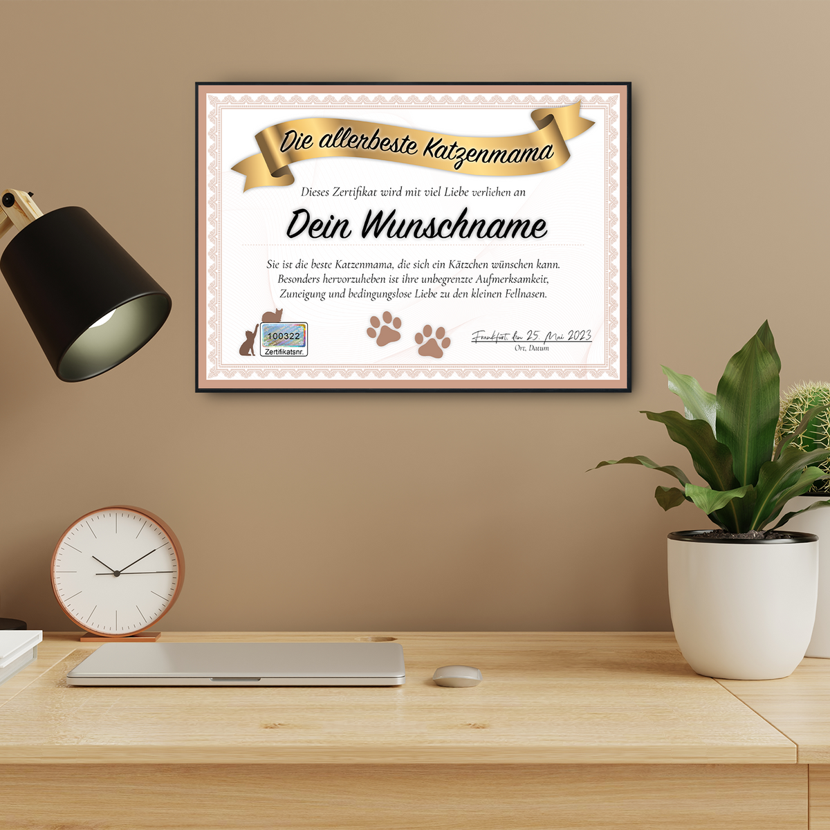 Katzenmama Geschenk personalisiert Poster Zertifikat Katzenliebhaber Urkunde Katzenmama Geschenk personalisiert Katzenbesitzer