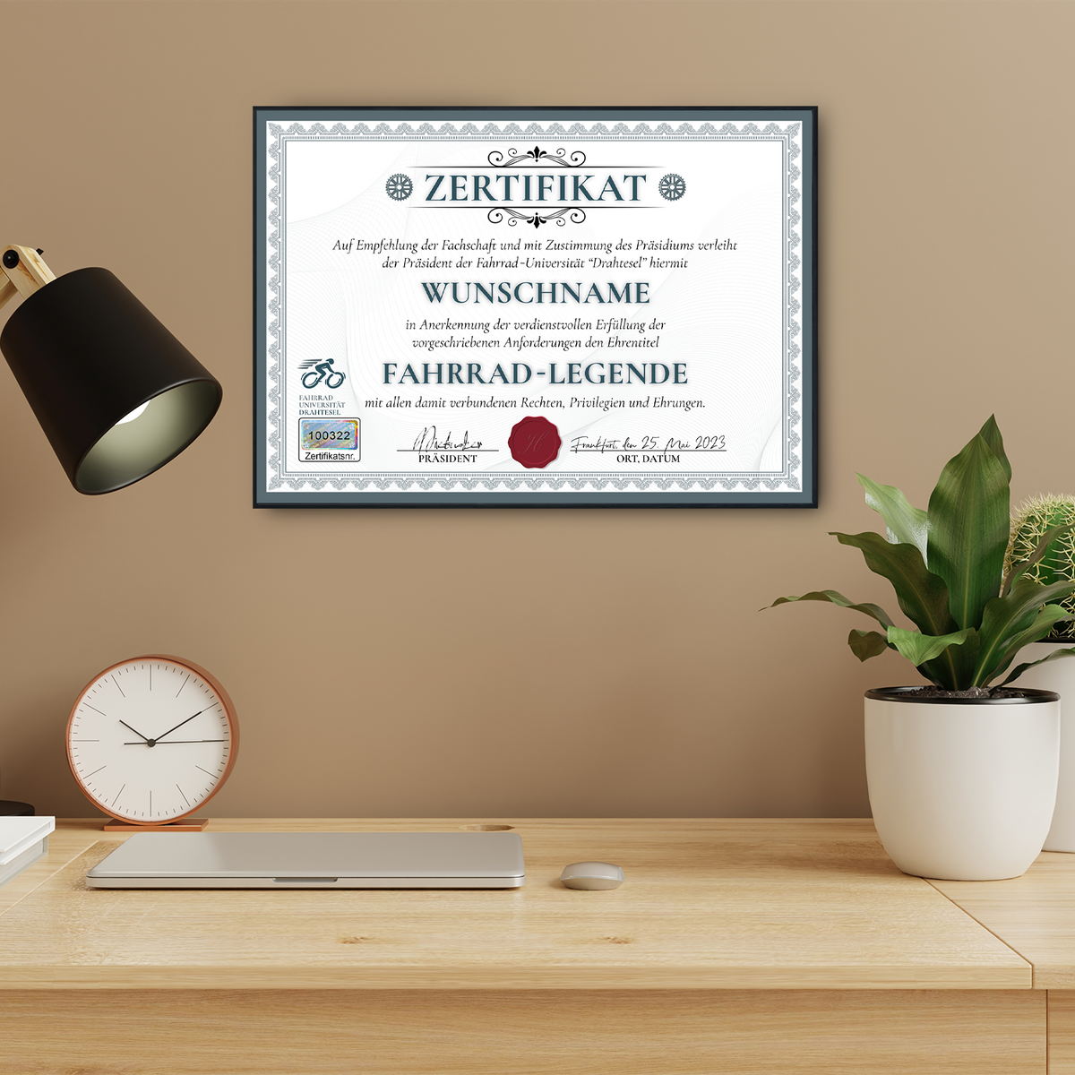 Lustiges Fahrradfahrer Geschenk personalisiert Geburtstag Radfahrer Poster Zertifikat Farhrrad Geschenkidee für Biker
