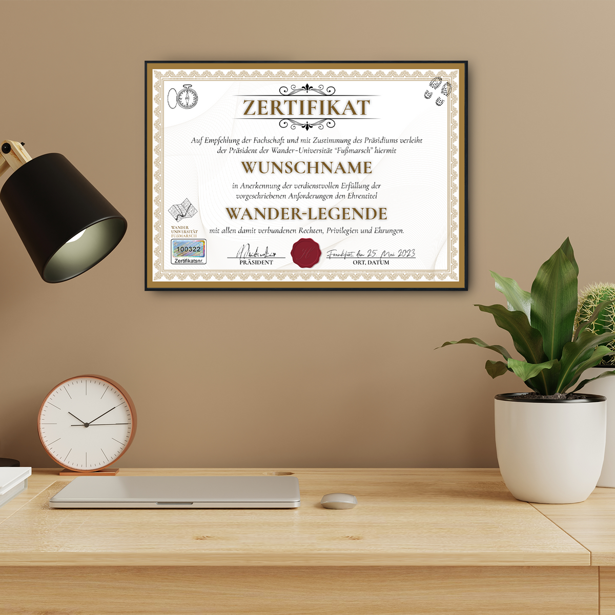 Lustiges Wanderer Geschenk personalisiert Geburtstag Poster Zertifikat Wandern Geschenkidee für Wanderer