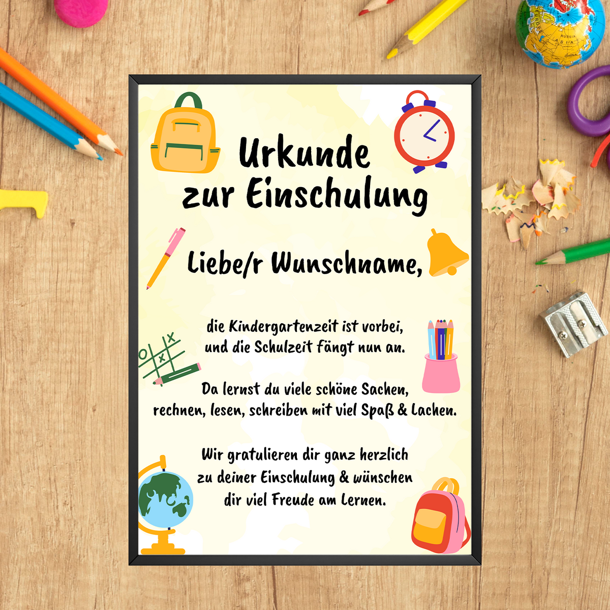 Personalisierte Urkunde zur Einschulung Schulkind Geschenkidee zum Schulanfang