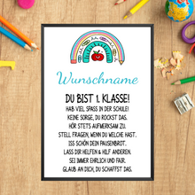 Laden Sie das Bild in den Galerie-Viewer, Geschenk Schulanfang Personalisiertes Affirmationsposter Einschulung Mutmacher
