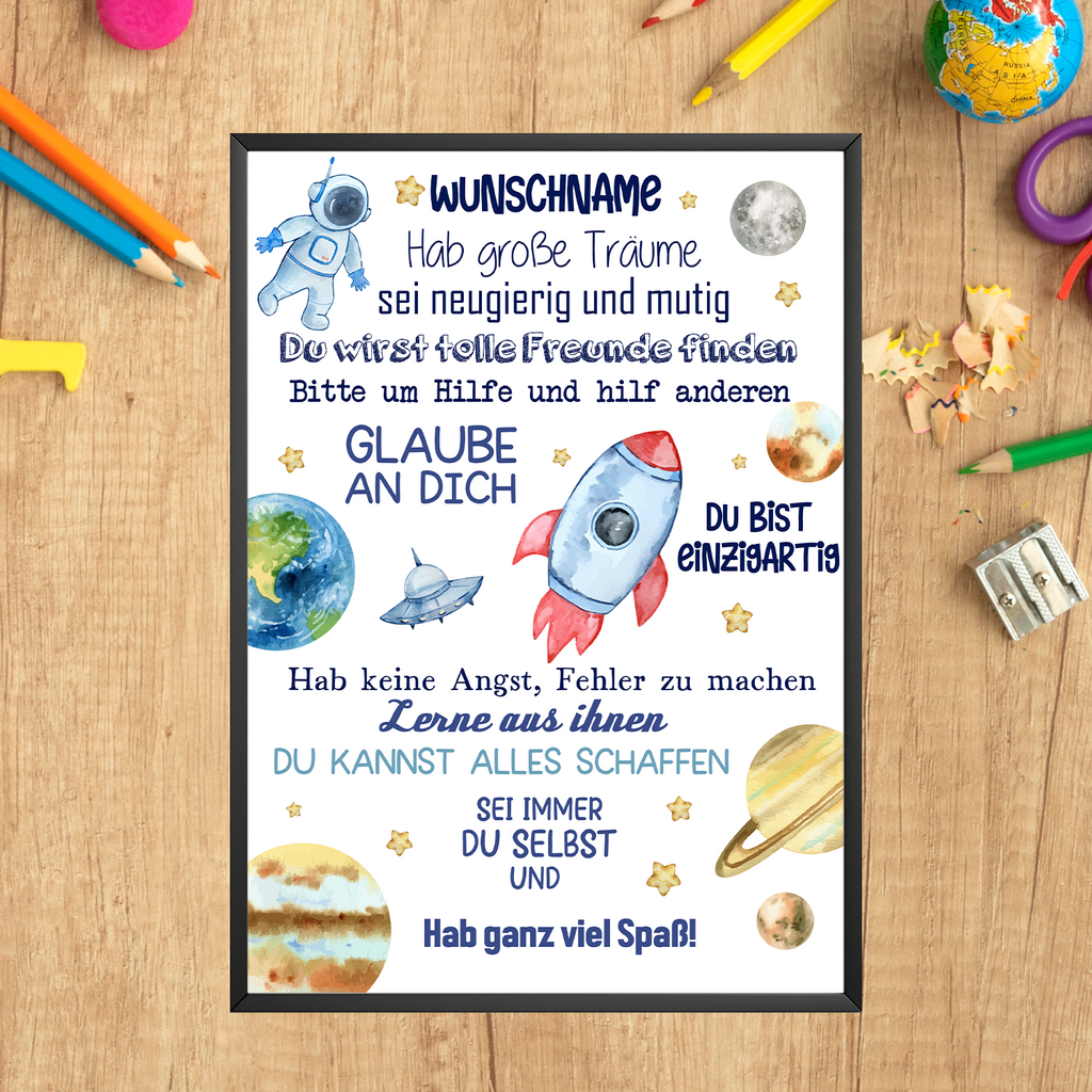 Affirmationsposter Personalisiertes Geschenk zum Schulanfang positiv