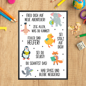 Affirmationsposter Geschenk zum Schulanfang Einschulung Mutmacher Motivation