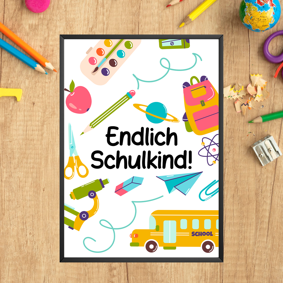 Geschenk zur Einschulung Jungen Mädchen Schulkind Einschulungsposter Schulanfang