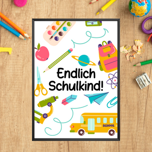 Geschenk zur Einschulung Jungen Mädchen Schulkind Einschulungsposter Schulanfang