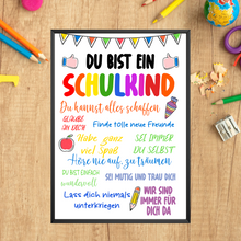 Laden Sie das Bild in den Galerie-Viewer, Schulkind Einschulung Geschenkidee Jungen Mädchen Einschulungsposter Schulanfang

