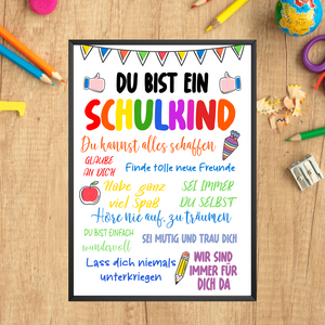 Schulkind Einschulung Geschenkidee Jungen Mädchen Einschulungsposter Schulanfang
