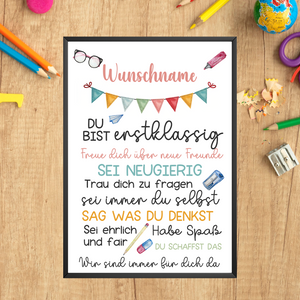 Personalisiertes Geschenk zum Schulanfang Affirmation Motivation Schulkind