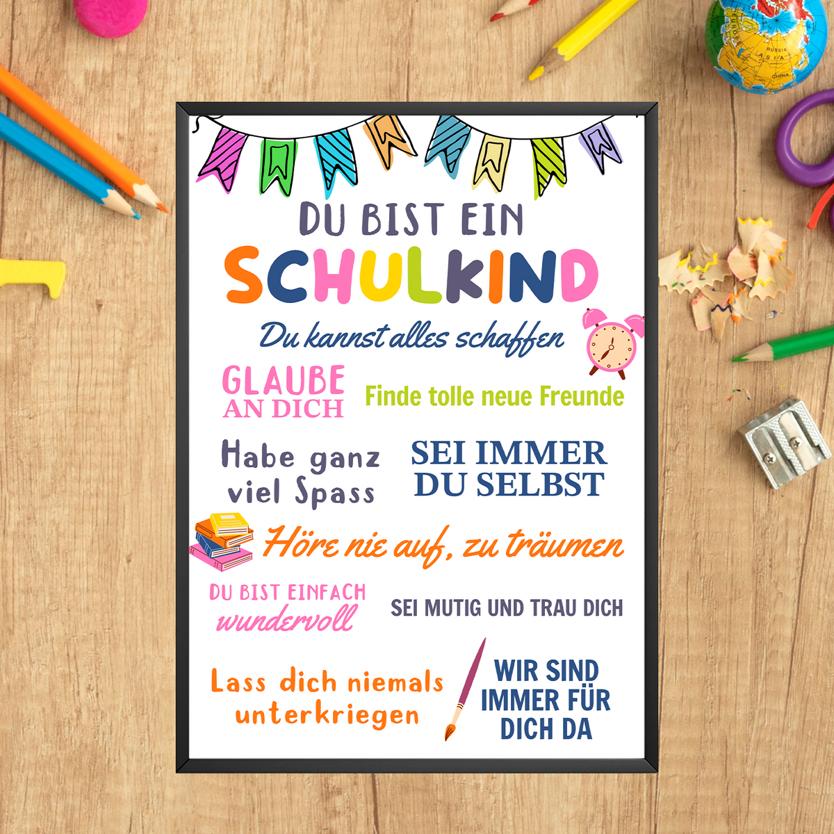 Schulkind Geschenk zur Einschulung Jungen Mädchen Einschulungsposter Schulanfang