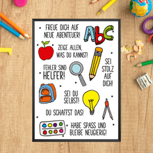 Laden Sie das Bild in den Galerie-Viewer, Affirmationsposter Geschenk Schulanfang Affirmation Schultüte Einschulung
