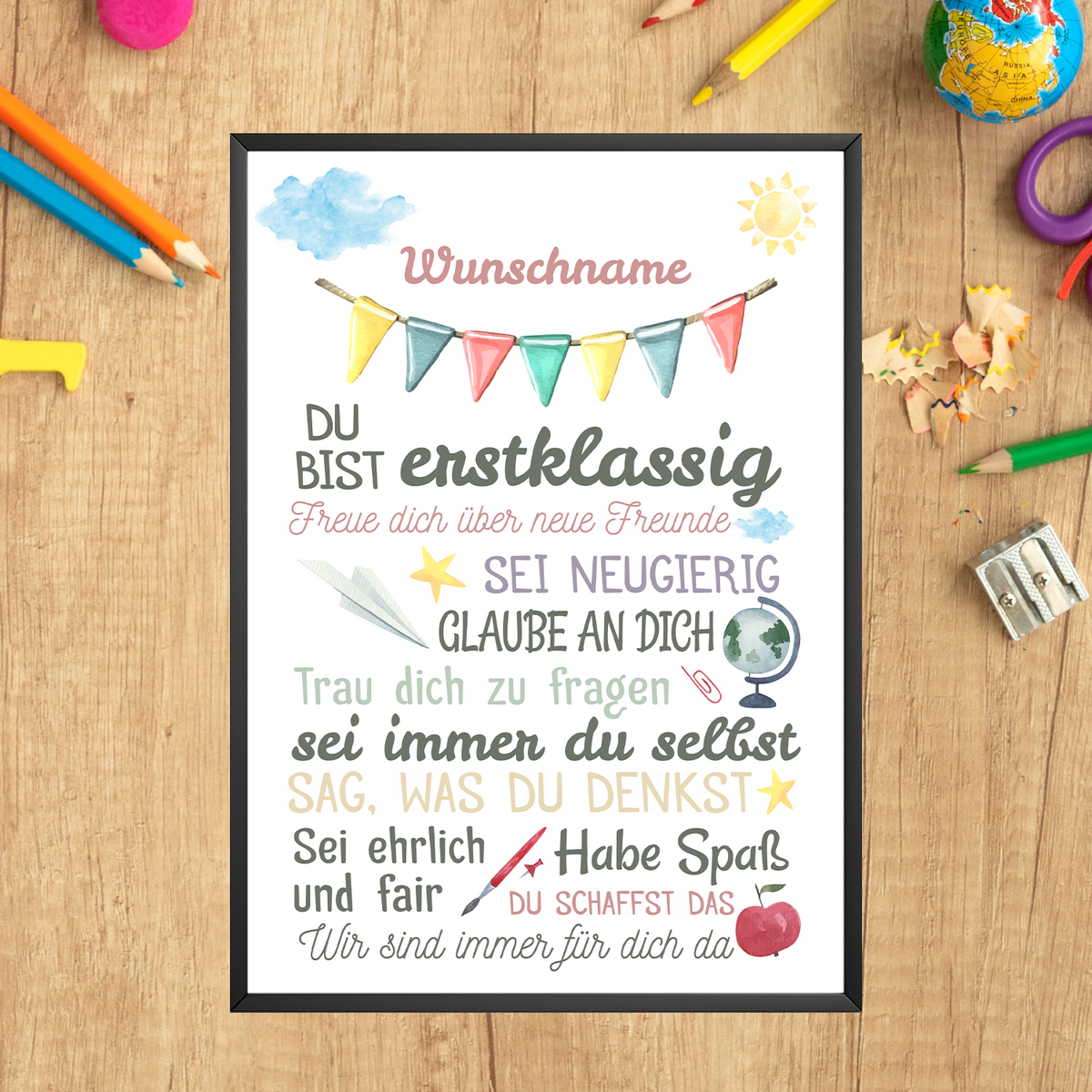 Personalisiertes Geschenk zum Schulanfang Affirmation Motivation Selbstvertrauen