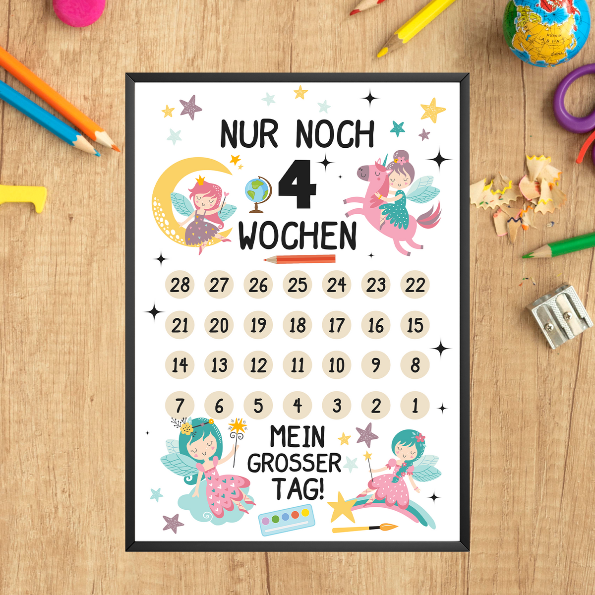 Einschulung Countdown Geschenk zum Schulanfang Schulkind Geschenkidee