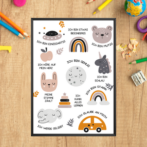 Affirmationsposter Geschenk Schulanfang positive Affirmation Einschulung