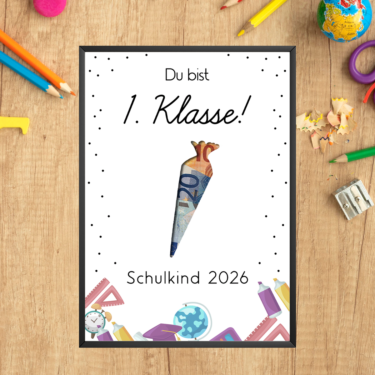 Personalisiertes Geldgeschenk zum Schulanfang 1. Klasse Schulkind Einschulung