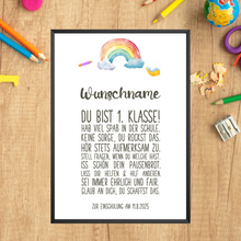 Laden Sie das Bild in den Galerie-Viewer, Geschenk zum Schulanfang Personalisiertes Affirmationsposter Einschulung
