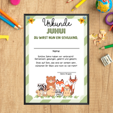 Laden Sie das Bild in den Galerie-Viewer, Urkunde zur Einschulung Kindergartenabschied Geschenkidee zum Schulanfang
