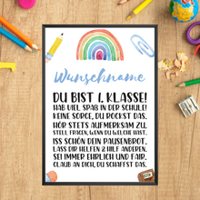 Laden Sie das Bild in den Galerie-Viewer, Personalisiertes Geschenk zum Schulanfang Affirmationsposter Einschulung
