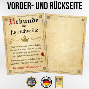 Jugendweihe Geschenk Urkunde zur Jugendweihe Karte Deko Jugendlicher