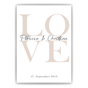 LOVE Partner Poster Personalisiert Namen & Datum Jahrestag Hochzeit Valentinstag Geschenk
