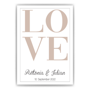 LOVE Partner Poster Personalisiert Namen & Datum Jahrestag Geschenk zur Hochzeit Poster für Paare Verlobte Hochzeitsgeschenk