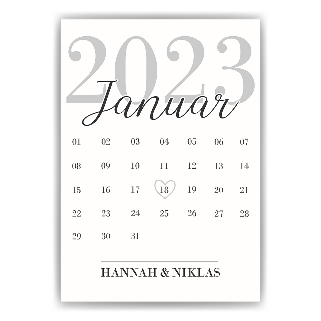 Personalisiertes Poster für Paare Verlobte Kalender Jahrestag Geschenk zur Hochzeit