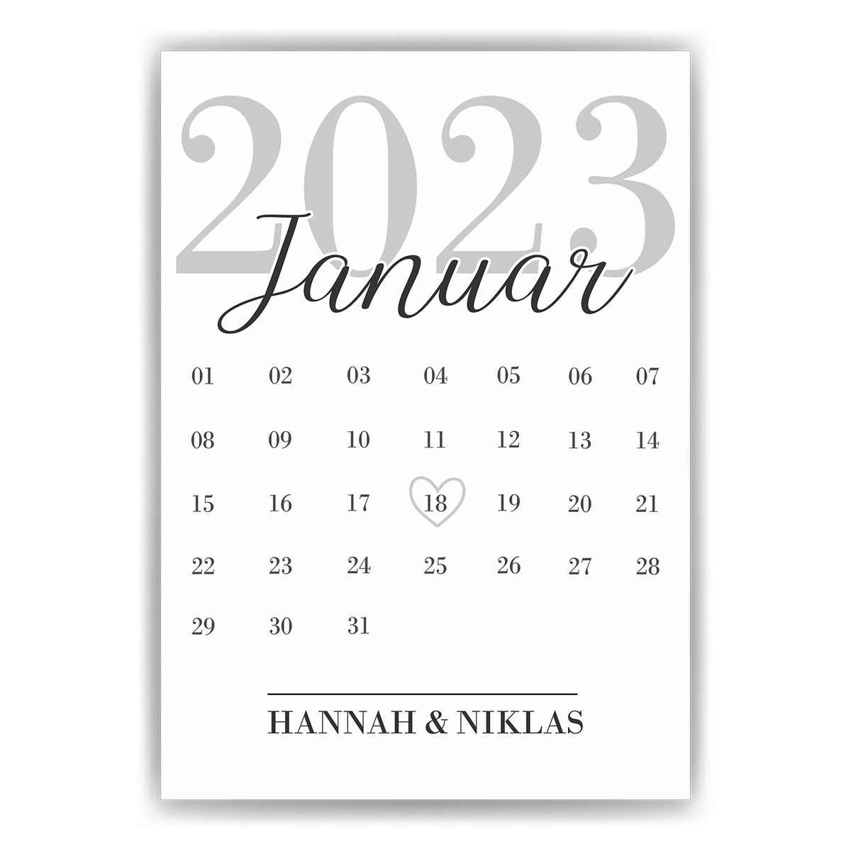 Personalisiertes Poster für Paare Verlobte Kalender Jahrestag Geschenk zur Hochzeit
