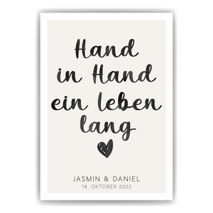 Hand in Hand ein Leben lang - Personalisiertes Partner Poster mit Namen & Datum Jahrestag Geschenk