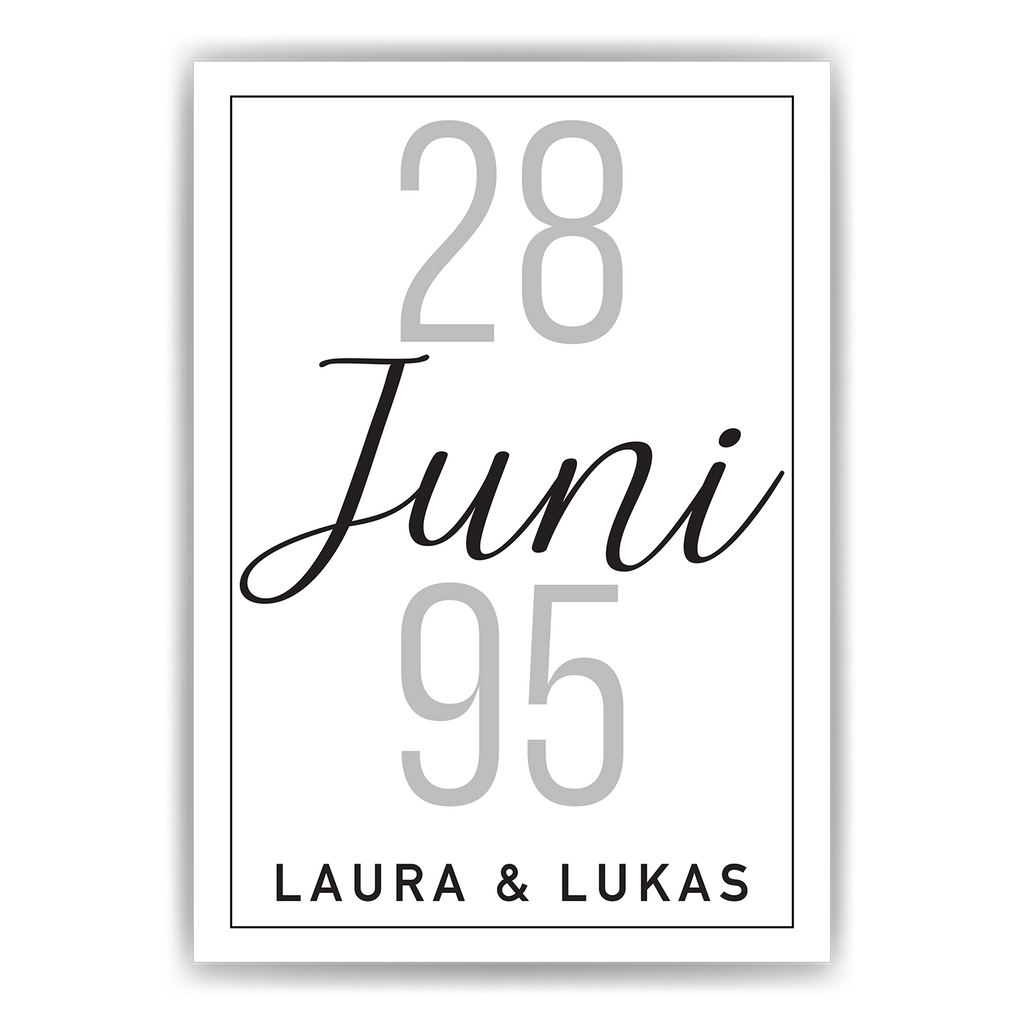 Personalisiertes Partner Poster mit Datum & Namen Jahrestag Geschenk zum Hochzeitstag Poster für Paare Verlobte Hochzeitsgeschenk