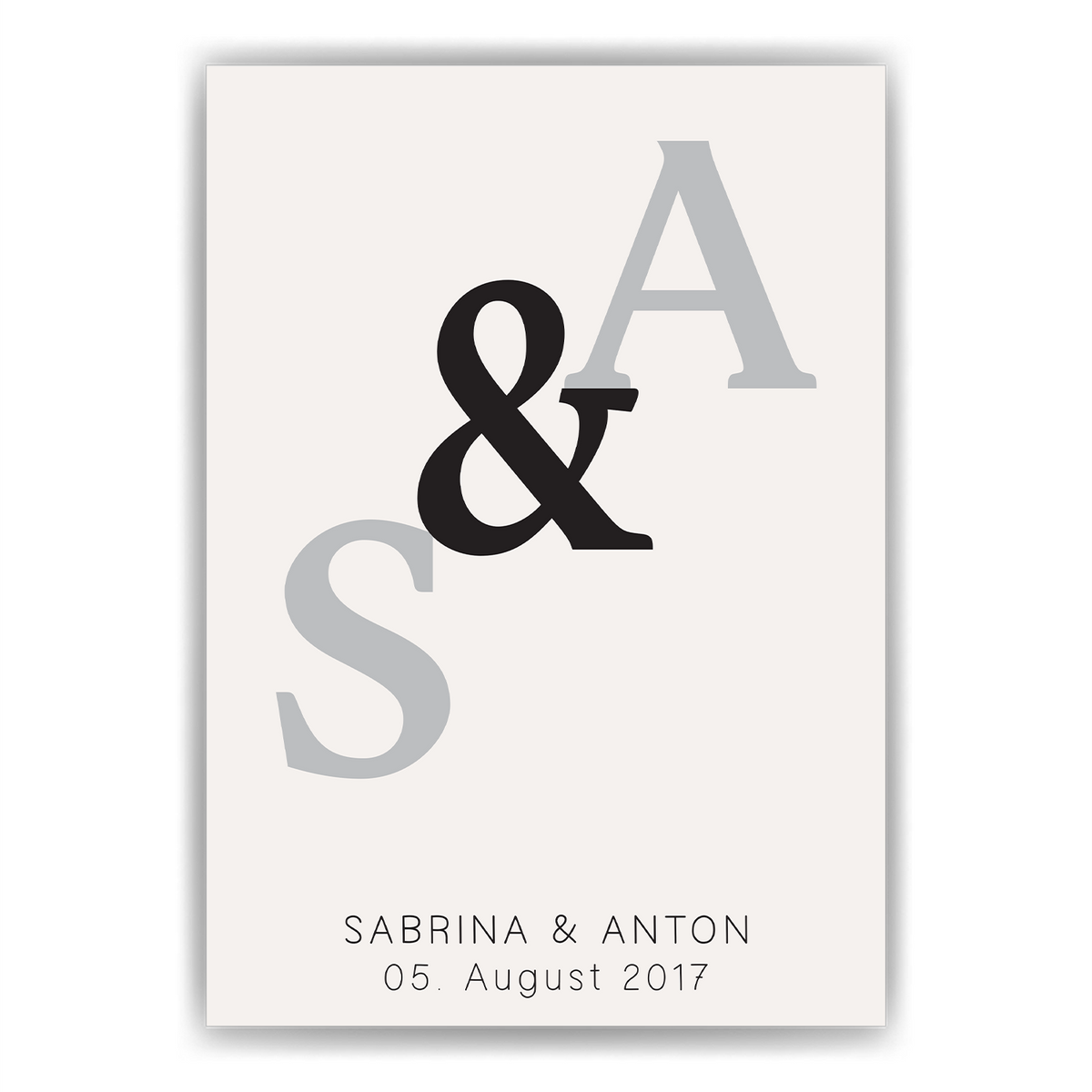 Initialen Partner Poster Personalisiert mit Datum & Namen Jahrestag Geschenk zur Hochzeit Poster für Paare Verlobte