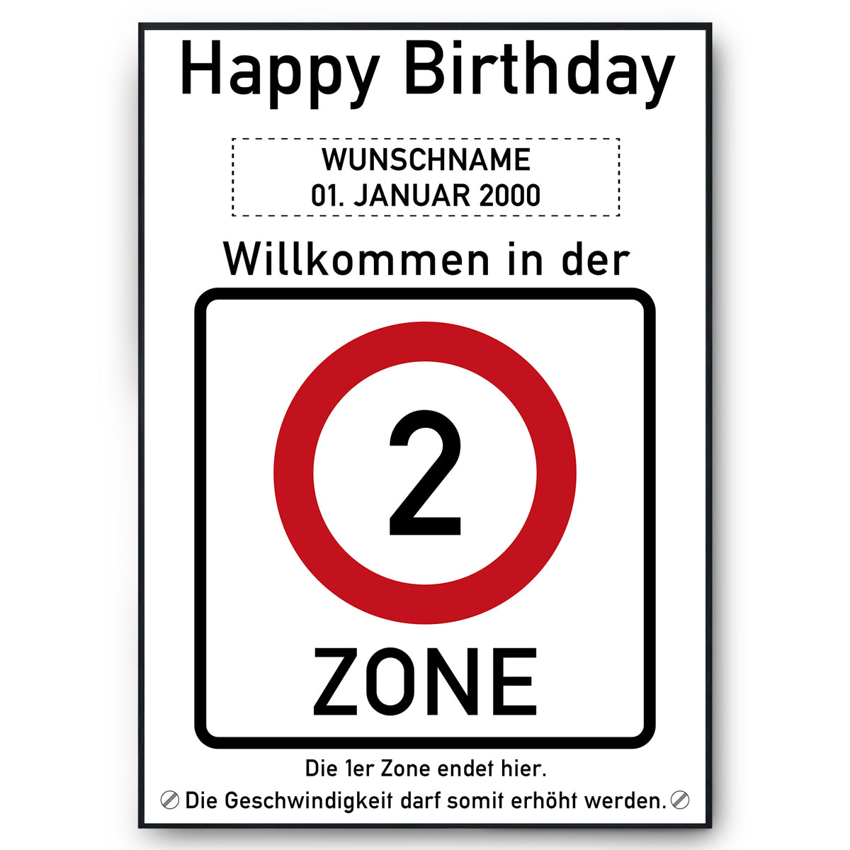 2. Geburtstag Geschenk personalisiert Verkehrszeichen Deko Geburtstagsgeschenk Happy Birthday Geburtstagskarte