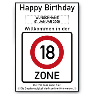 18. Geburtstag Geschenk personalisiert Verkehrszeichen Deko Geburtstagsgeschenk Happy Birthday Geburtstagskarte