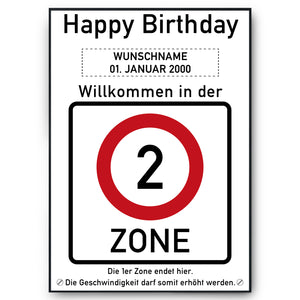 2. Geburtstag Geschenk personalisiert Verkehrszeichen Deko Geburtstagsgeschenk Happy Birthday Geburtstagskarte