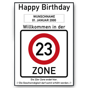 23. Geburtstag Geschenk personalisiert Verkehrszeichen Deko Geburtstagsgeschenk Happy Birthday Geburtstagskarte