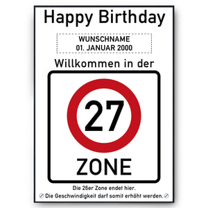 27. Geburtstag Geschenk personalisiert Verkehrszeichen Deko Geburtstagsgeschenk Happy Birthday Geburtstagskarte