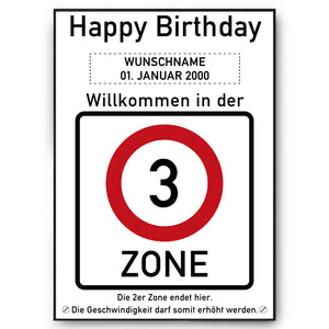 3. Geburtstag Geschenk personalisiert Verkehrszeichen Deko Geburtstagsgeschenk Happy Birthday Geburtstagskarte