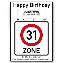 Laden Sie das Bild in den Galerie-Viewer, 31. Geburtstag Geschenk personalisiert Verkehrszeichen Deko Geburtstagsgeschenk Happy Birthday Geburtstagskarte
