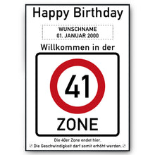 Laden Sie das Bild in den Galerie-Viewer, 41. Geburtstag Geschenk personalisiert Verkehrszeichen Deko Geburtstagsgeschenk Happy Birthday Geburtstagskarte
