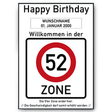 Laden Sie das Bild in den Galerie-Viewer, 52. Geburtstag Geschenk personalisiert Verkehrszeichen Deko Geburtstagsgeschenk Happy Birthday Geburtstagskarte
