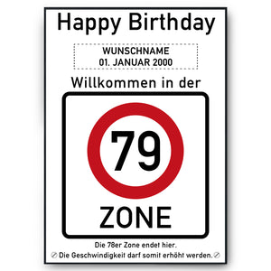 79. Geburtstag Geschenk personalisiert Verkehrszeichen Deko Geburtstagsgeschenk Happy Birthday Geburtstagskarte