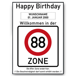 88. Geburtstag Geschenk personalisiert Verkehrszeichen Deko Geburtstagsgeschenk Happy Birthday Geburtstagskarte