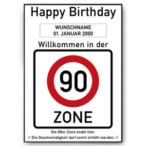 90. Geburtstag Geschenk personalisiert Verkehrszeichen Deko Geburtstagsgeschenk Happy Birthday Geburtstagskarte