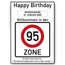 Laden Sie das Bild in den Galerie-Viewer, 95. Geburtstag Geschenk personalisiert Verkehrszeichen Deko Geburtstagsgeschenk Happy Birthday Geburtstagskarte
