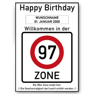 97. Geburtstag Geschenk personalisiert Verkehrszeichen Deko Geburtstagsgeschenk Happy Birthday Geburtstagskarte