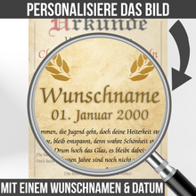 Laden Sie das Bild in den Galerie-Viewer, 96. Geburtstag Urkunde personalisiert ALTE SCHACHTEL Geschenk Frau Geburtstagskarte Deko Bild
