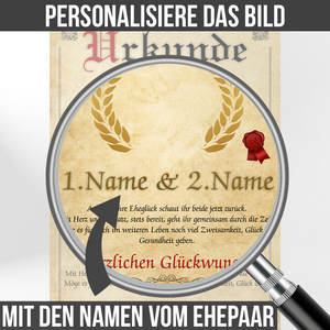 Personalisierte Urkunde zum 50. Hochzeitstag Geschenk Goldene Hochzeit Karte 50. Jahrestag