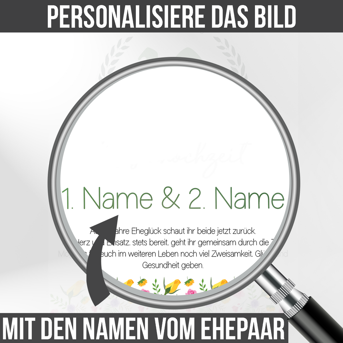 55. Hochzeitstag personalisiertes Geschenk Urkunde zur Platinhochzeit Deko