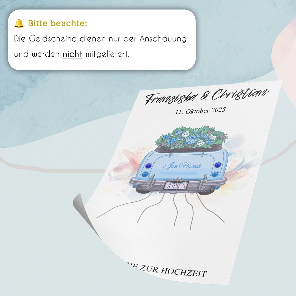 Hochzeitsgeschenk Personalisiert Geldgeschenk Hochzeitsauto Brautpaar Geld verschenken Hochzeit personalisierbar