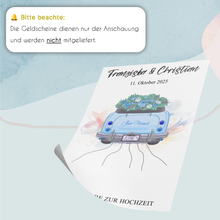 Laden Sie das Bild in den Galerie-Viewer, Hochzeitsgeschenk Personalisiert Geldgeschenk Hochzeitsauto Brautpaar Geld verschenken Hochzeit personalisierbar
