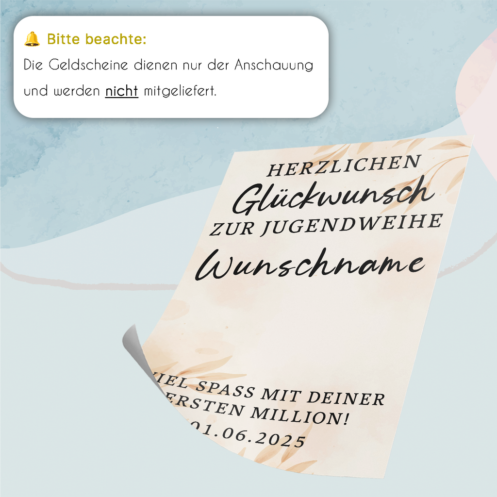 Jugendweihe Geldgeschenk Personalisiert Geschenkidee Jugendweihe Geschenk