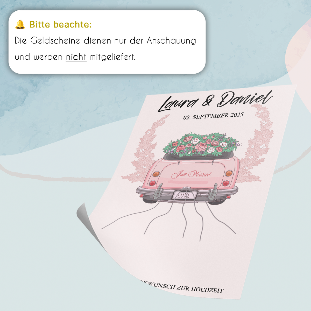 Hochzeit Geldgeschenk Personalisiert Hochzeitsgeschenk personalisierbar Brautpaar